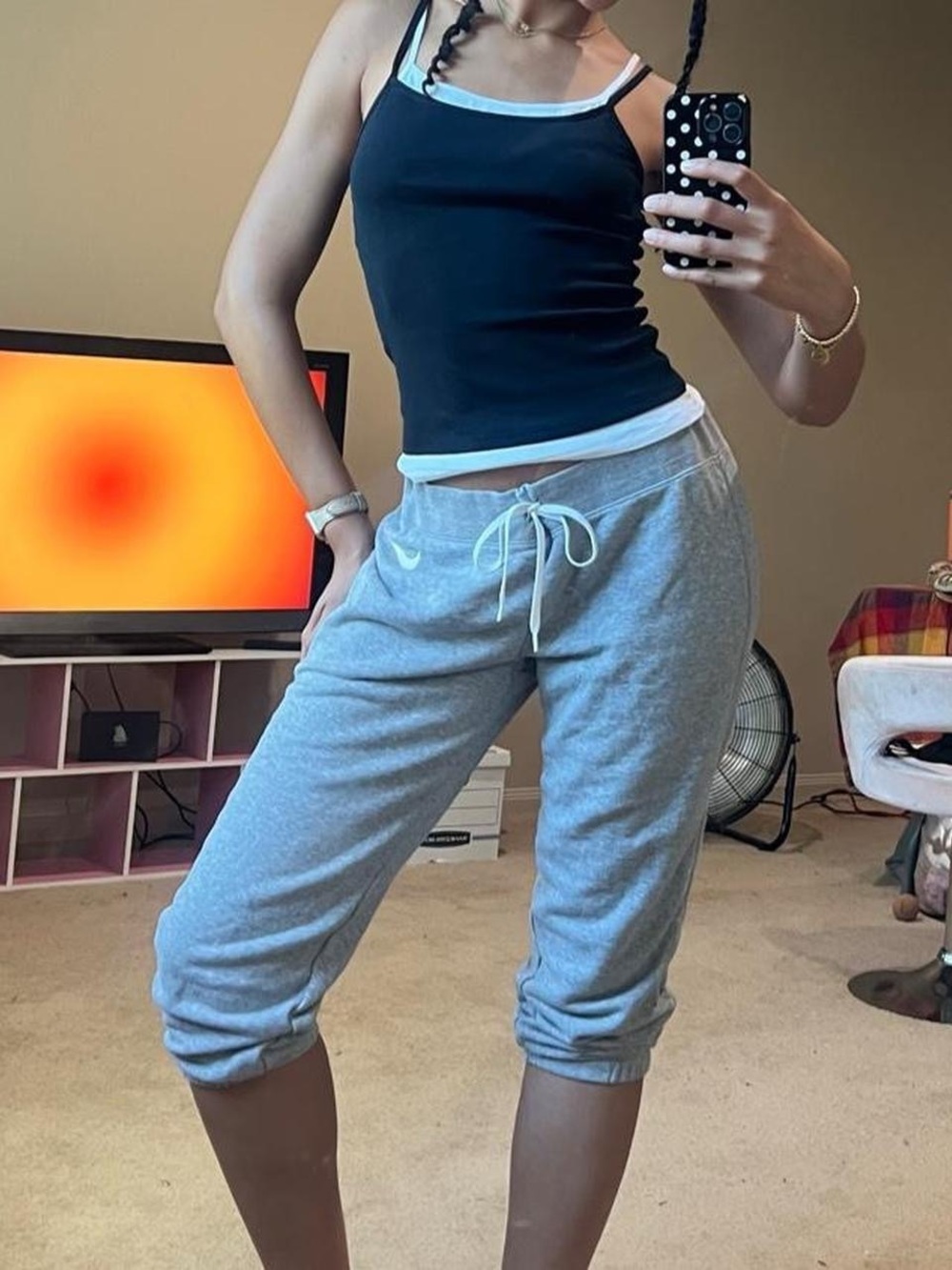 Gray Nike capri sweatpants, cotton blend
